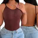 Sliot Seamless Women's Shapewear Bodysuit - Tummy Control Thong, Low Back & Backless Design for Dresses, Undergarment (Medium, Coffee)