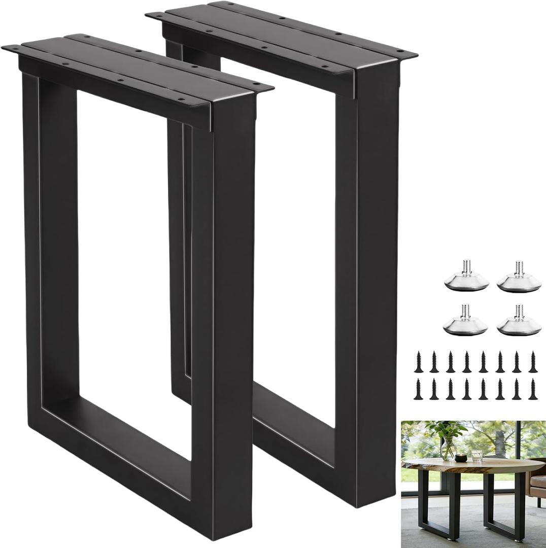 24 Inch Metal Coffee/End/Side Table Legs Black, Industrial DIY Furniture Legs for Desk, Chair, Bench, Nightstand, Set of 2