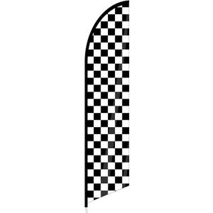 1 Pcs Black and White Checkered Feather Flag Checkered Swooped Racing Flags Windless Full Sleeve Banner Finish Line Sign for Races Events Party Supplies(No flagpole)