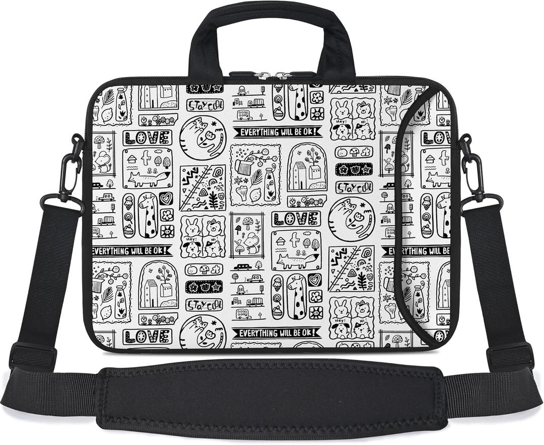 RICHEN 10 inch Messenger Bag Carrying Case with Handle Accessory Pocket Fits 7 to 10-Inch Laptops/Notebook/Kids Tablet (7-10.2 inch, Animal Cartoon)