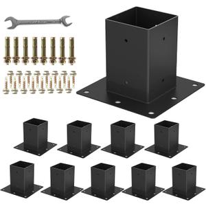 6 x 6 Post Base10PCS,Inner Size 5.6"x5.6"Deck Post Base,Heavy Duty Metal Black Powder Coated Post Brackets,for Mailbox Post Deck Supports Porch Railing Post Holders