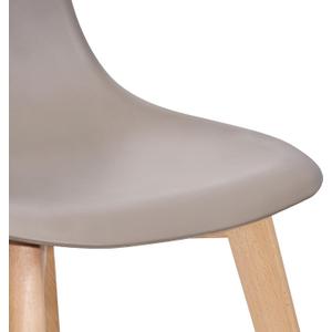 VECELO Dining Chairs Set of 4, Mid-Century Modern Kitchen & Dining Room Chairs, Molded Plastic Seat & Back, Solid Wood Legs, Armless, Non-Slip Feet, Grey
