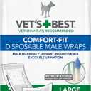 Vet's Best Vets Best Comfort Fit Disposable Male Dog Diapers | Absorbent Male Wraps with Leak Proof Fit | Large, 12 Count