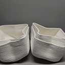 OIAHOMY 4 Pack 14.17*11.02*6.3IN Storage Baskets for Organizing Shelves, Woven Rope Baskets for Organizing Books, Clothes, Decorative Basket for Living Room, Nursery, Bedroom, Gift Basket, White