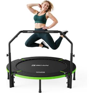 BCAN SP3 48" Exercise Rebounder Trampoline for Adults, Handlebar, Indoor
