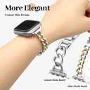 Newlibery Slim Silver Gold Band for Women Feminine Elegant Compatible with Apple Watch 38/40/41/42mm (S10/11) Adjustable Metal Strap Dressy Chain Bracelet for iWatch Series 11/10/9/8/7/6/5/4/SE/3/2/1