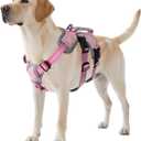 Dog Harnesses Escape Proof, Escape Artist Harness, Fully Reflective Harness with Padded Handle, Breathable,Durable, Adjustable Vest for Large Dogs Walking, Training, and Running Gear Pink (Large) (Large (Pack of 1))