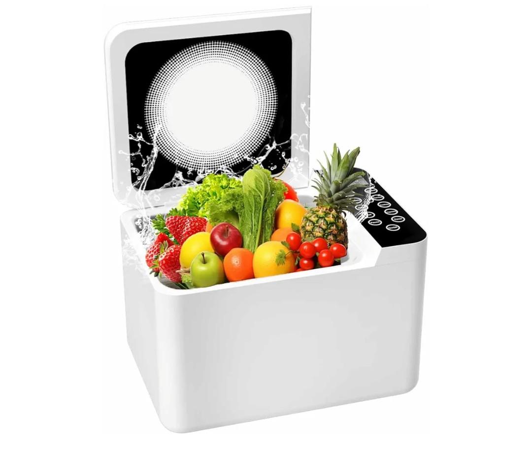372 Ounce Fruit and Vegetable Washing Machine, Fruit Cleaner Device, Large Multipurpose Veggie Cleaning Machines, Food and Meat Purifier Device in Water for Home and Commercial (White)