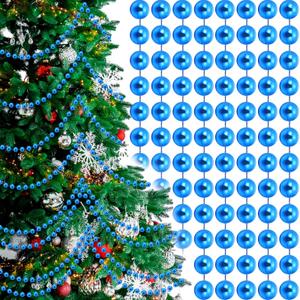 Briwooody 2 Pcs 18ft Christmas Bead Garland 1/2" in Diameter Hanging Christmas Tree Bead Chain DIY Craft String Pearls for Xmas Tree Ornaments, Holiday Party Decor(Royal Blue)