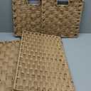 Cabilock Hollow Handle Woven Storage Basket with Lid Capacity Imitation Rattan Organizer for Home Office Kitchen Bathroom Bedroom Design for Daily Use