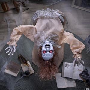 4 Ft. 3 1/4" Animated Life-Size Bent Backwards Creepy Lady Halloween Decoration