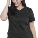 Cherokee Women's V-Neck Scrub Top with Snap Front, 4 Pockets, and 2-Way Stretch Fabric WW622 (M)