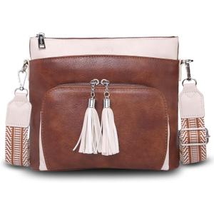 Crossbody Purse for Women, Soft Leather Shoulder Handbag Medium Size Bag with Adjustable Strap
