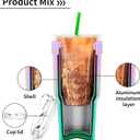 30 Oz Stainless Steel Vacuum Insulated Travel Tumbler Cup with Lid and Straw - Car Beverage Insulated Mug for Cold Drinks and Coffee