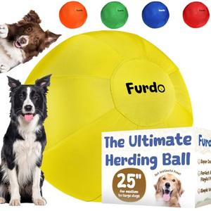 Furdo Herding Ball for Dogs, for Australian Shepherd, for Cattle, for Border Collie, for Blue Heelers & Other Medium to Large Dogs, Herding Dog Ball, Herding Dog Toys, Horse Ball - 25" Yellow