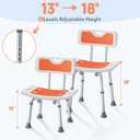 Adjustable Shower Stool for Inside Shower, Padded Non-Slip Seat with Back