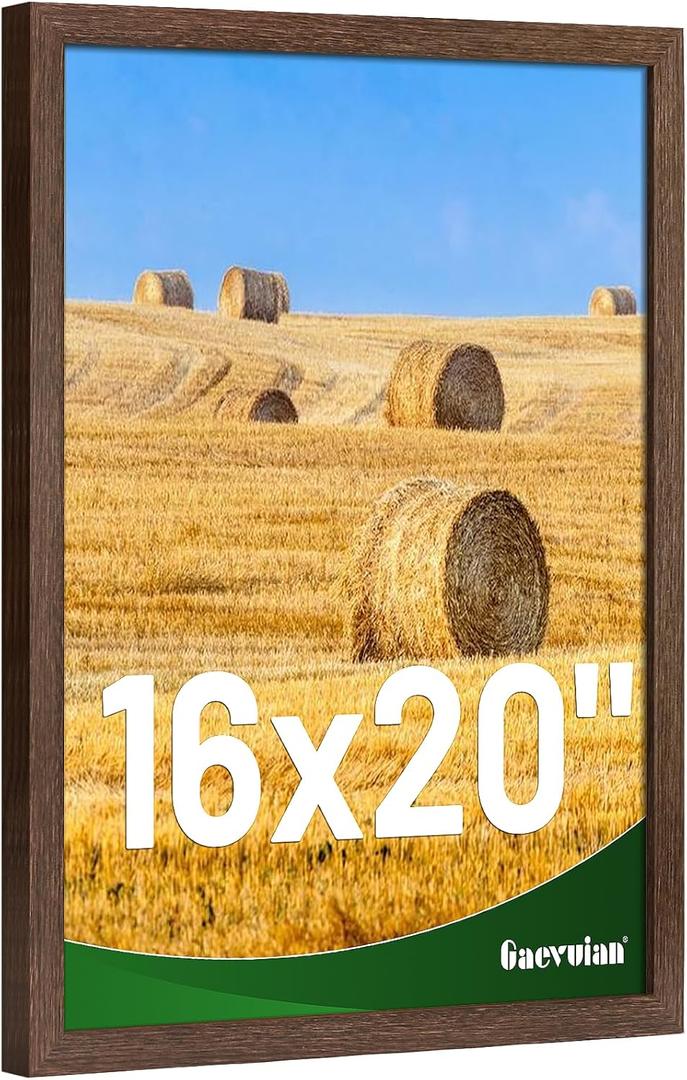 16x20 frames, Distressed Farmhouse Wood Pattern picture frames 16x20,Display with Plexiglass, Horizontal and Vertical 20x16 picture frame, Wall Mount Decor, Walnut, 1 Pack