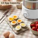 14 Eggs Electric Egg Cooker, 350W Rapid Egg Boiler with 30-Min Timer & Auto Shut-Off, Stainless Steel, Dishwasher Safe for Soft, Medium, Hard Boiled, Steamed Eggs, Vegetables & Seafood, White