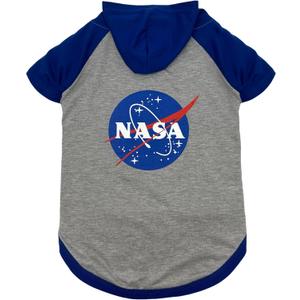 PET NASA Hoodie T-Shirt for Dogs & Cats. NASA Logo Dog Hoody Tee Shirt, Outer Space Hoodie T-Shirt for Pets Cool Sporty Dog Shirt, Small