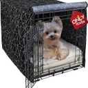 Explore Land Pattern Dog Crate Cover for 18 Inches Wire Cage, Heavy-Duty Polyester 1 2 3 Doors Standard Metal Pet Kennel Enclosure (Brief Polygonal)