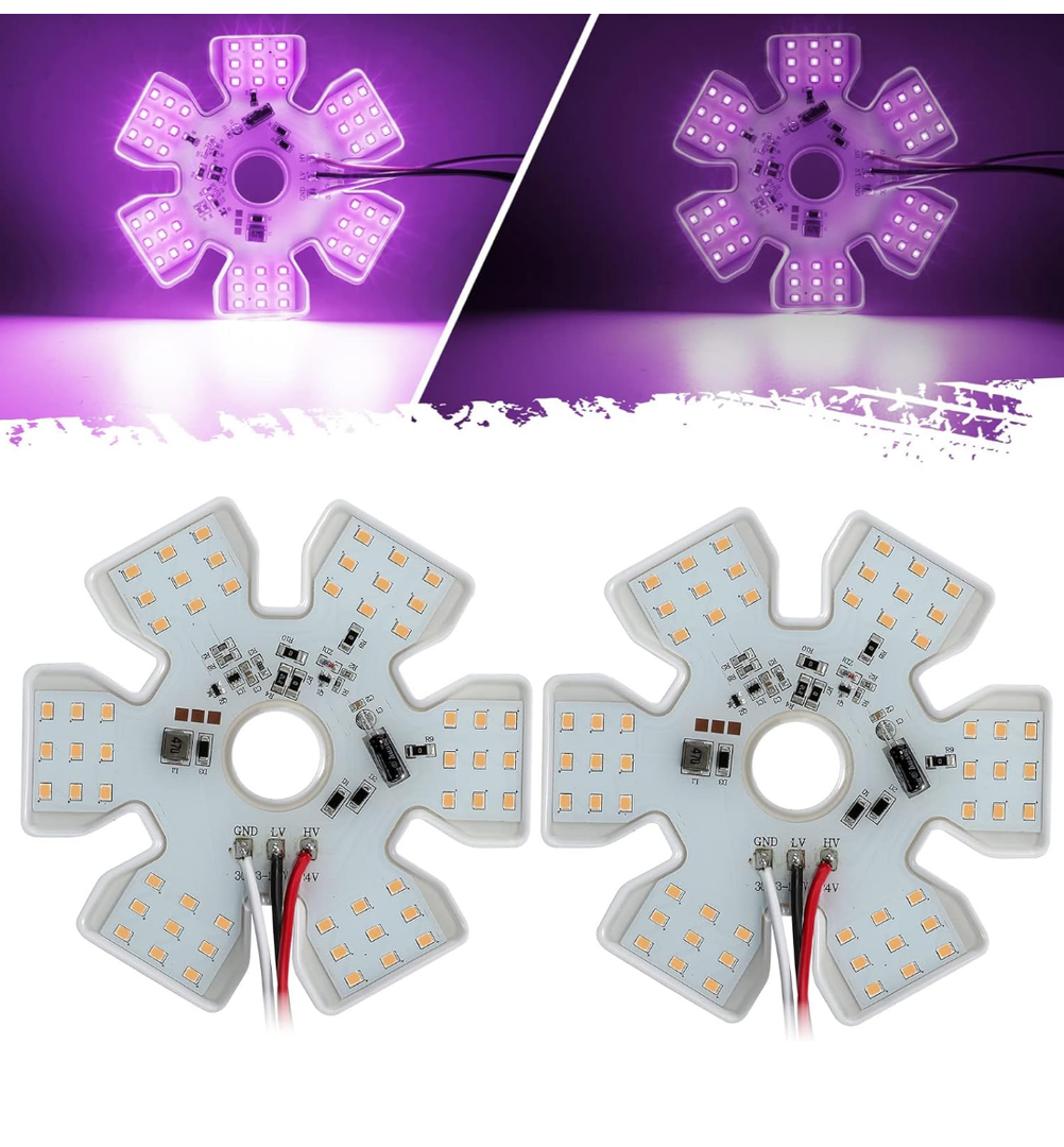 Partsam 2Pcs Ultra-Thin Hex Style Dual Function Interior 54 diode LED Air Breather Light 4.8" Decorative Air Cleaner Lamp for Peterbilt Kenworth Freightliner Trucks, Trailers, RVs IP67 12-30V (Purple)