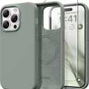 GONEZ Magnetic for iPhone 14 Pro Case, [Compatible with MagSafe] Anti-Scratch Microfiber Lining & Screen Protector, Shockproof Slim Phone Silicone Cover 6.1 inch, Calke Green