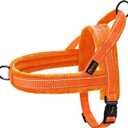 Didog Soft Flannel Padded Dog Vest Harness, No Pull/Quick Fit Reflective Dog Strap Harness, Easy for Training Walking (S:Chest 18-22", Orange)