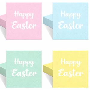 100 Pcs Easter Paper Napkins 2 Ply 6.5 x 6.5 Inch Pastel Easter Party Decorations Disposable Napkins Tableware for Decoupage Spring Dinner Table Party Supplies