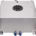 Universal 5 Gallon 20L Fuel Cell Tank with Cap and Level Sender Polished Aluminum Silver