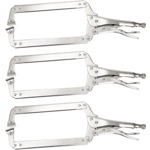 Hiceeden 3 Pcs 18 Inch Deep C Clamp with Swivel Pads, Heavy Duty Welding Clamps Welding Pliers, Adjustable Locking Pliers for Woodworking, Electrician Maintenance, Welding