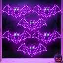 6 Pack 14" Halloween Classics Twinkling LED Bats, Hi-Vibrant Aluminum Frame Bats Window Silhouette Lights, Purple and Green LED Lights, Holiday Indoor Outdoor Decoration