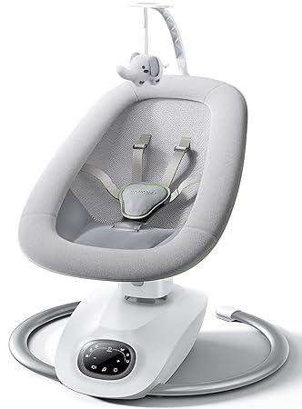 Momcozy CocoSway 3D-Motion Baby Swing for Infants to Toddlers, 6 Motion Modes & 4 Speeds, 180° Rotating Seat, Remote Control, Reclining Seat with 5-Point Harness, 8 Preset Lullabies, Grey