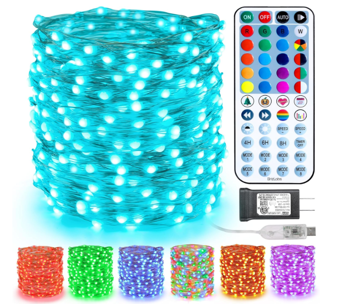 BrizLabs Color Changing Fairy Lights, 66ft 200 LED Pink Valentines Day Fairy Lights with Remote, RGB Xmas Tree Light with Timer Dimmable Twinkle Light Music Sync for Indoor Xmas Halloween Easter Party