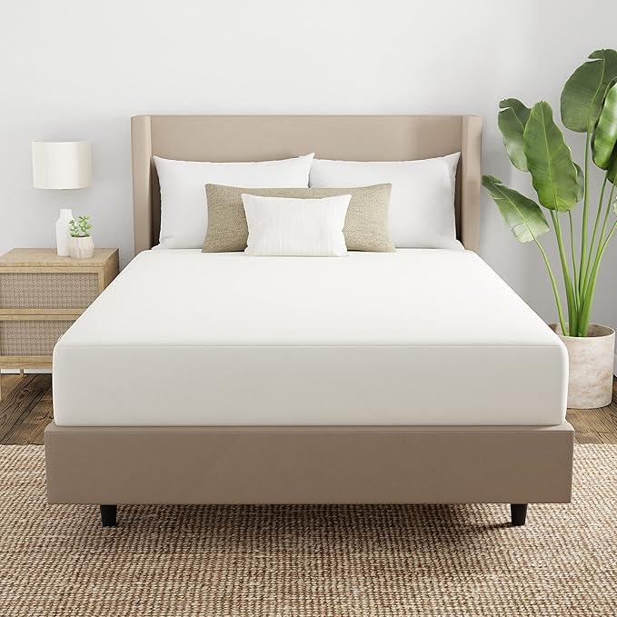 AllerEase 100% Organically Grown Cotton Top Waterproof Mattress Pad Queen Size Plush Hypoallergenic Fill Allergy Defense Fabric Machine Washable Stretch Sidewalls Fitted Mattress Cover Topper (White)