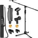 CAHAYA Tripod Microphone Stand: Boom Arm One-Button Release Floor Mic Stand Portable with Carrying Bag and 2 Mic Clips for Singing Performance Wedding Stage Meeting Live CY0362