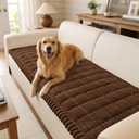 DecorUhome Fuzzy Pet Couch Cover for Dogs, Non-Slip Sofa Covers for 3 Cushion Couch, Soft Thick Furniture Couch Protector, Washable Sofa Slipcovers, Brown, 27.6" x 70.9"