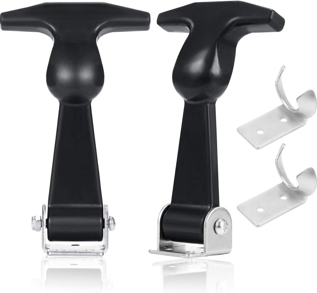 Mudder 2 Pcs Elastic Stainless Steel Rubber Hood Catch Flexible T-Handle Hasp Rubber Flexible Draw Latches with Brackets for Tool Cabinet, Vehicle Engine, Hood