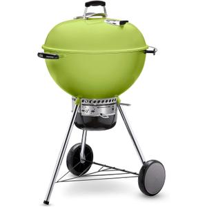 Weber Master-Touch Charcoal Grill, 22-Inch, Spring Green – Premium Outdoor BBQ Grill with Tuck-Away Lid Holder & One‑Touch™ Cleaning System, Porcelain‑Enameled Kettle