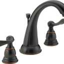 Delta Windemere Oil Rubbed Bronze Bathroom Faucet 3 Hole, 8 Inch Widespread Bathroom Sink Faucet for Vanity, Metal Push-Pop Drain Assembly, Oil Rubbed Bronze B3596LF-OB (9.05 x 11.35 x 14.00 inches Lever Handle)