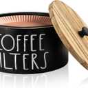 MINCORD Coffee Filter Holder, Wood Coffee Filter Storage Container Dispenser with Lid, Rustic Farmhouse Filters Organizer Basket Accessories for Coffee Bar Counter Decor