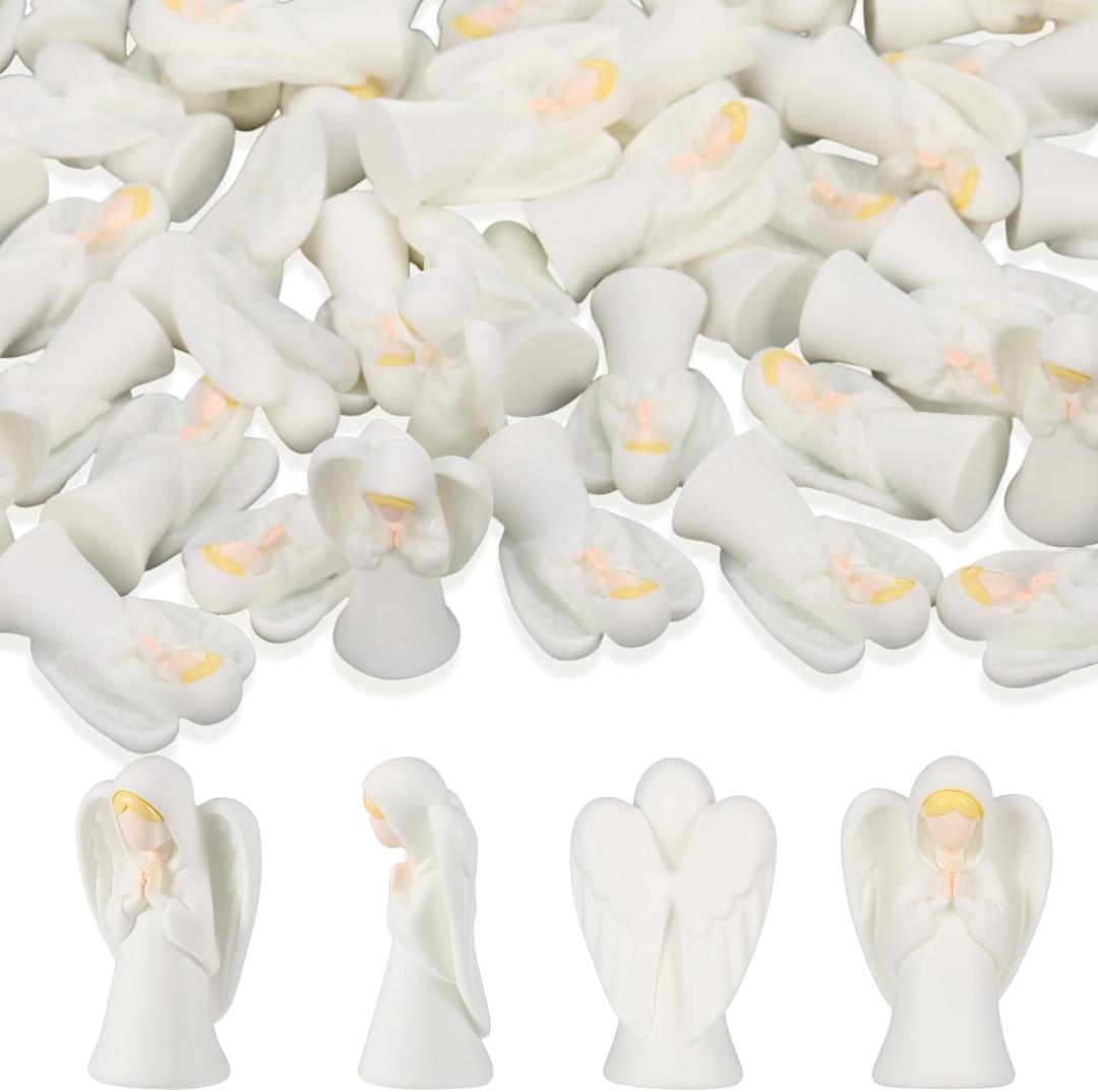 Geelin 50 Pcs Angel Figurines Bulk Resin Tiny Little Small Miniature Angel Figurines for Mother Women Gifts (Prayer)