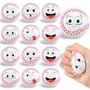 Arrowbash 12 Pcs Small Baseball Stress Balls 3.25'' Mini Face Squeeze Foam Balls for Stress and Anxiety Relief and Sport Party Favors Birthday Gift Decoration