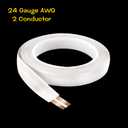 FRANKEVER 24 Guage Hidden Super Flat Audio Cable Suitable for Audio Wire LED Lighting Connection and Other Low Voltage Appliance Connection 12mm (Wire(50 ft)+2 ConnectorsD)