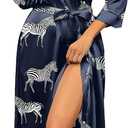 Ekouaer Silk Robes for Women Long Satin Bride Bridesmaid Robe with Pockets (Blue, S)