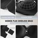 Plus Size Wireless Bras for Women V Neck Seamless Bralettes Comfort Full Coverage Bras for Women Push Up Soft Cup Everyday Sleep Bra Black 1XL (Black, XL)