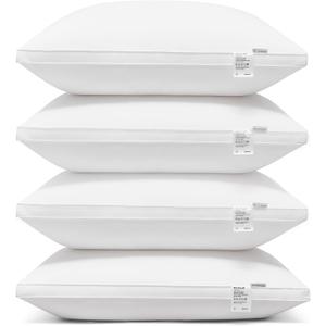 Acanva Cooling Bed Pillows for Sleeping 4 Pack, Luxury Hotel Quality with Premium 3D Down Like Filling for Back, Stomach or Side Sleepers, Soft & Comfortable, Queen (Pack of 4), White 4 Count