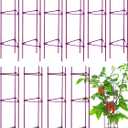 10 Packs Tomato Cages for Garden Support Up to 48" Tomato Plant Stakes Support with Adjustable Snap Arms Clips Plastic Coated Alloy for Outdoor Beans Potted Climbing Plant Supplies(Purple)