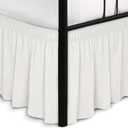 Biscaynebay Wrap Around Bed Skirts with Split Corners for King Beds 18" Drop, Ivory Adjustable Elastic Dust Ruffles Easy Fit Wrinkle Resistant Silky Luxurious Fabric Machine Washable