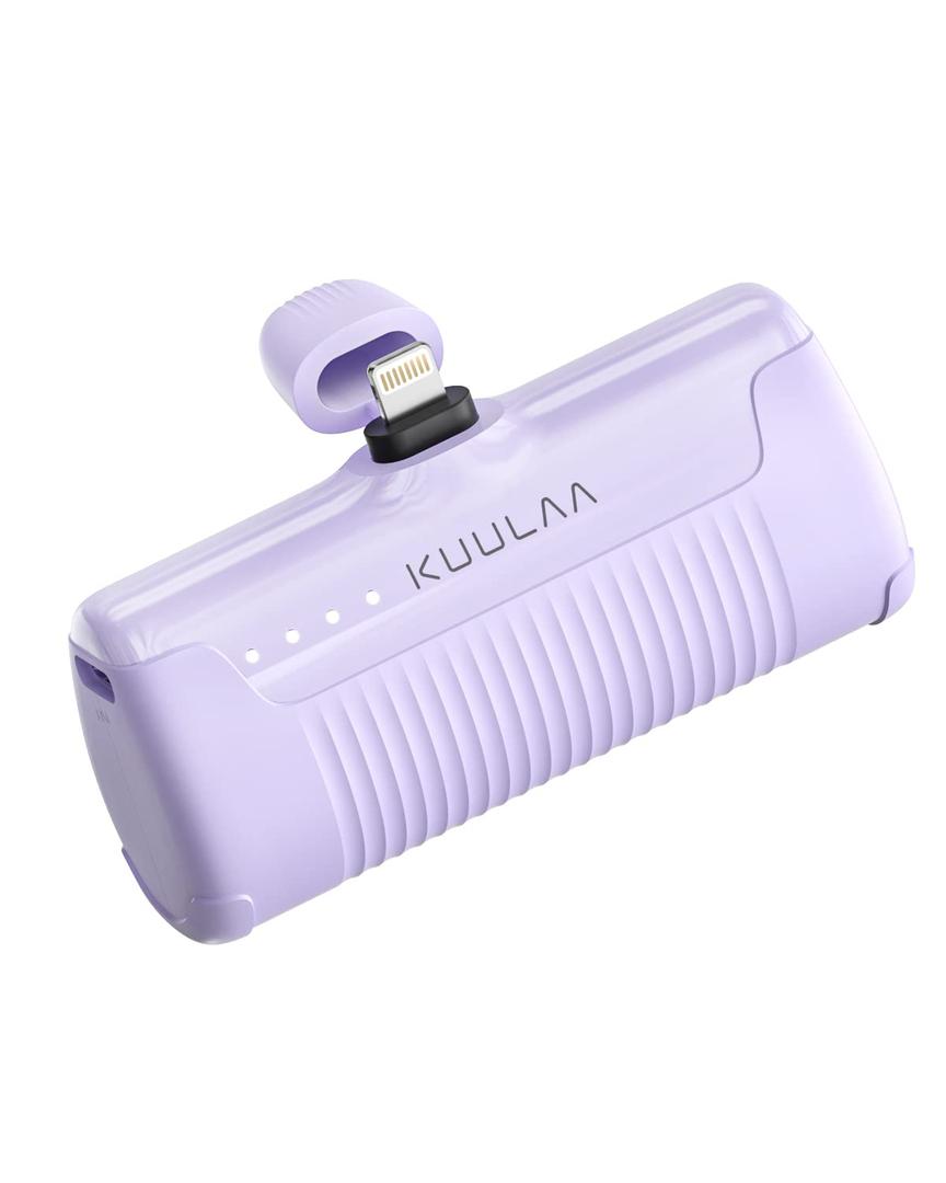 Kuulaa Portable Charger iPhone 4500mAh Mini Power Bank,Cute Battery Pack Backup Charger Travel Compatible with iPhone 14/13/12/11/XS/XR/Airpods (Purple)