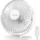 Gaiatop USB Desk Fan, 5.5 Inch Small Quiet Powerful 3 Speeds 90 Rotate, Personal Mini Portable Desktop Table Fans, Cooling for Home Office Car Travel Indoor Outdoor White